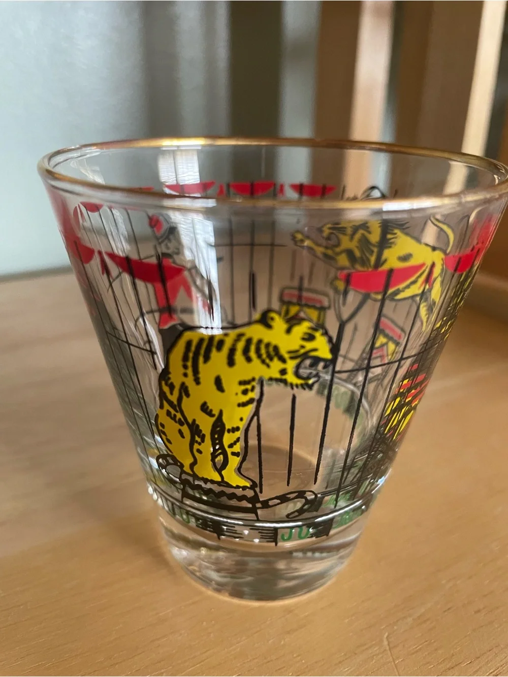 Vintage Libbey Glass Circus Beverage Barware glasses manufactured in the 1950s.